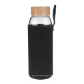 Portable Borosilicate Glass Water Bottle with Bamboo Lid